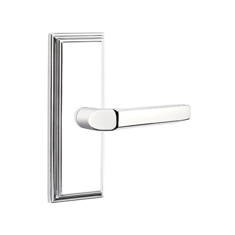 Emtek  Door Handle - Milano Lever 7" Wilshire Sideplate - Classic Brass