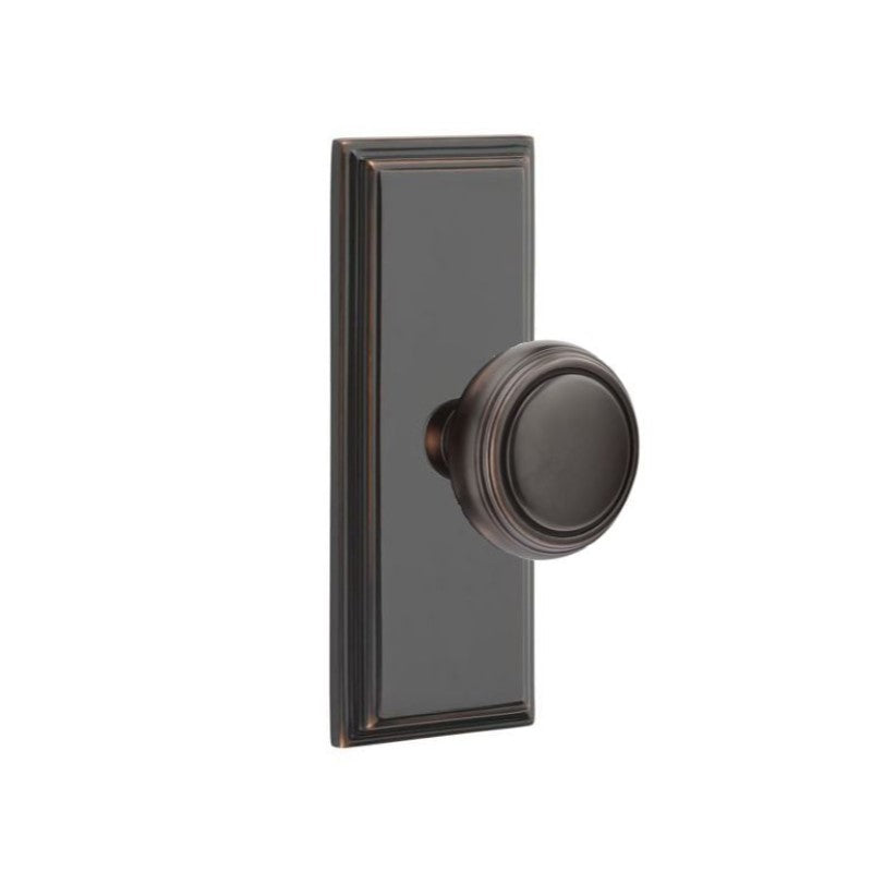 Emtek  Door Handle - Norwich Knob 7" Wilshire Sideplate - Classic Brass