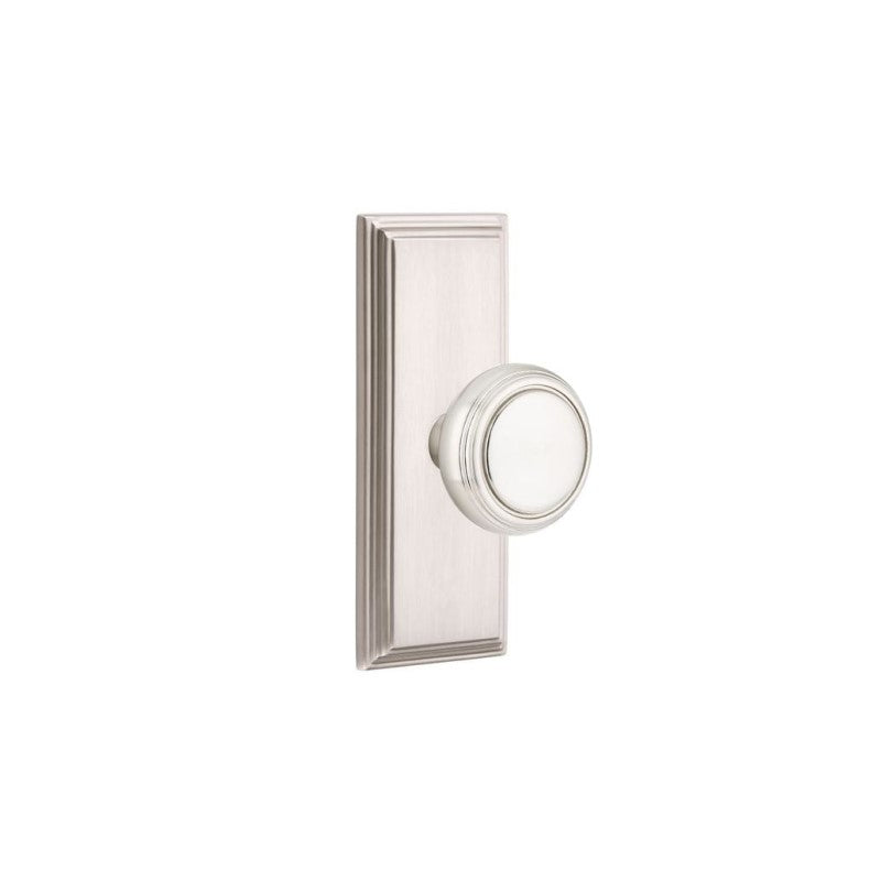 Emtek  Door Handle - Norwich Knob 7" Wilshire Sideplate - Classic Brass