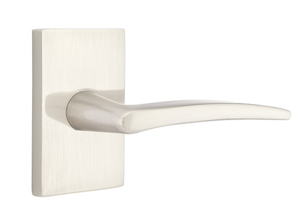 Emtek Poseidon Lever with Modern Rectangular Rosette