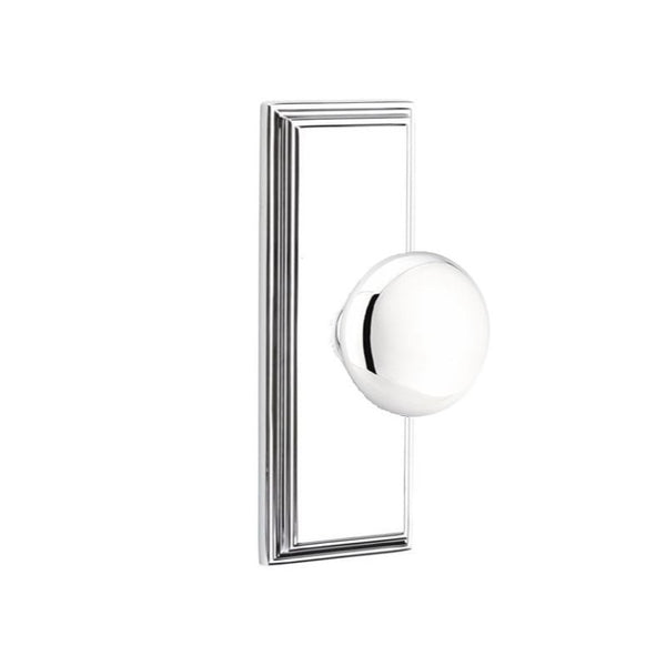 Emtek  Door Handle - Providence Knob 7" Wilshire Sideplate - Classic Brass