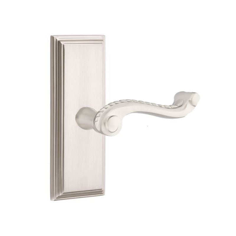 Emtek  Door Handle - Rope Lever 7" Wilshire Sideplate - Designer  Brass