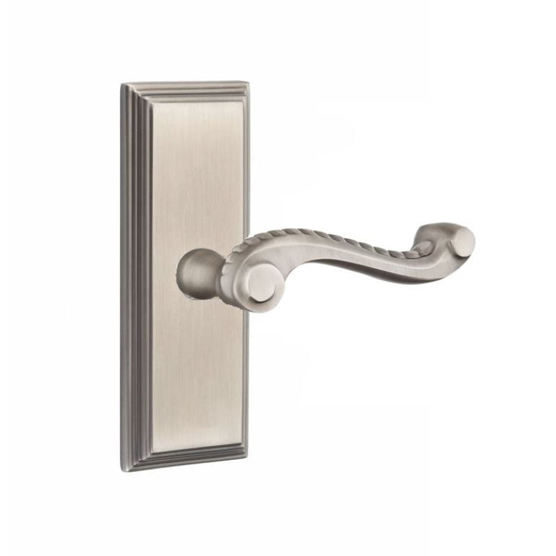 Emtek  Door Handle - Rope Lever 7" Wilshire Sideplate - Designer  Brass