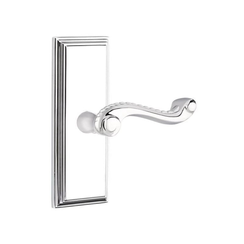 Emtek  Door Handle - Rope Lever 7" Wilshire Sideplate - Designer  Brass