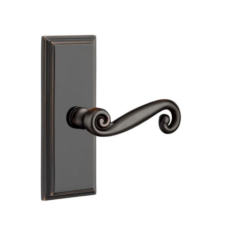 Emtek  Door Handle - Rustic Lever 7" Wilshire Sideplate - Designer  Brass