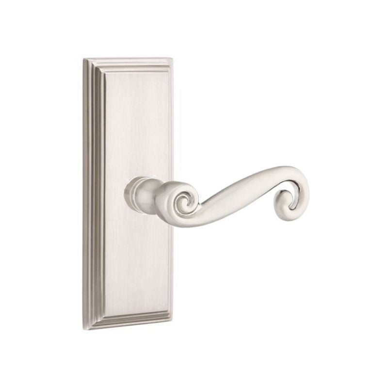 Emtek  Door Handle - Rustic Lever 7" Wilshire Sideplate - Designer  Brass