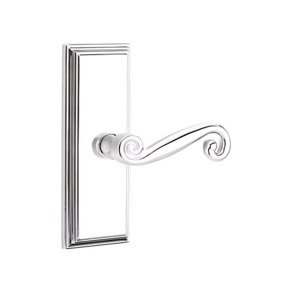 Emtek  Door Handle - Rustic Lever 7" Wilshire Sideplate - Designer  Brass