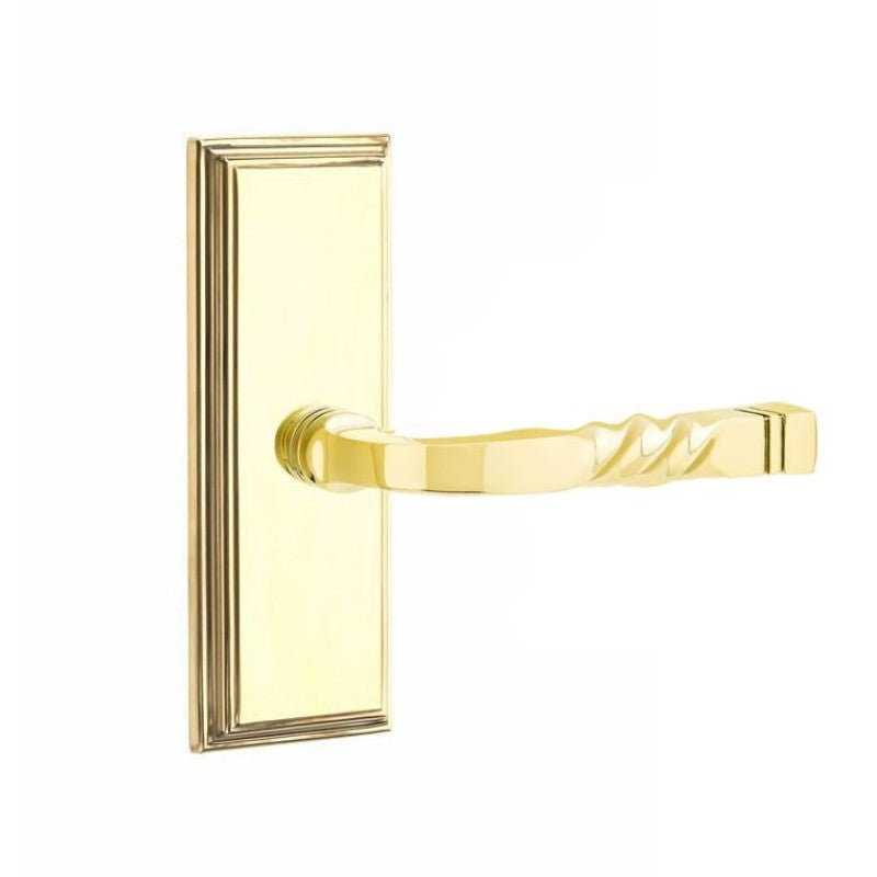 Emtek  Door Handle - Santa Fe Lever 7" Wilshire Sideplate - Designer  Brass