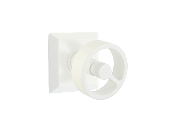 Emtek Studio Brass Door Handles - Spoke Knob with Quincy Rosette