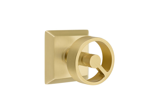 Emtek Studio Brass Door Handles - Spoke Knob with Quincy Rosette