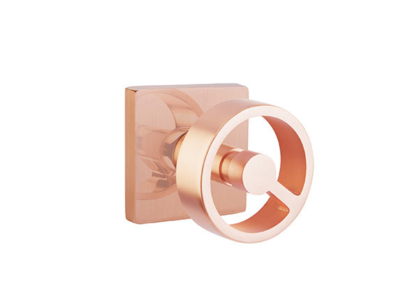 Emtek Studio Brass Door Handles - Spoke Knob with Square Rosette
