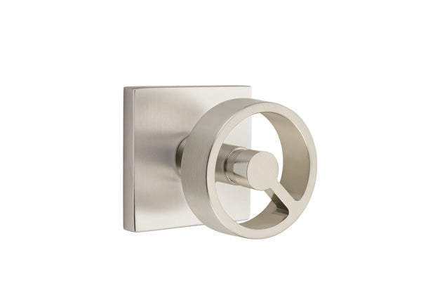 Emtek Studio Brass Door Handles - Spoke Knob with Square Rosette