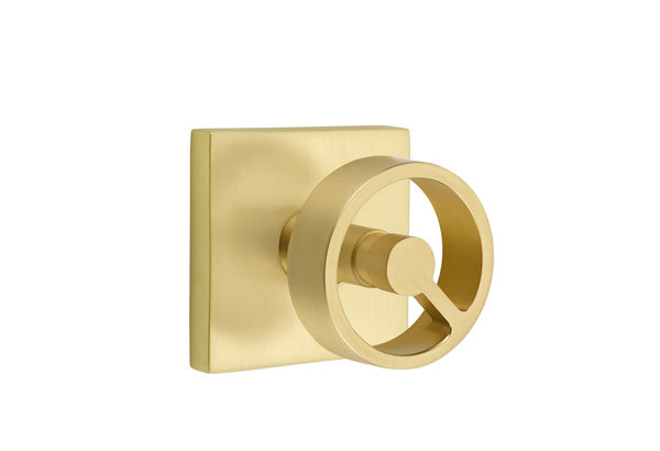 Emtek Studio Brass Door Handles - Spoke Knob with Square Rosette