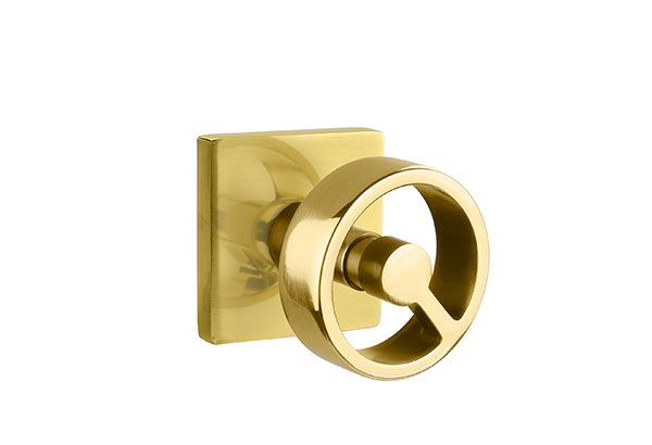 Emtek Studio Brass Door Handles - Spoke Knob with Square Rosette