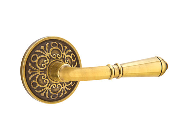 Emtek Door Handle - Turino Lever Lancaster Rosette - Classic Brass