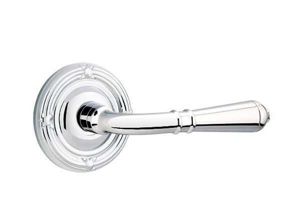 Emtek Door Handle - Turino Lever Ribbon & Reed Rosette - Classic Brass