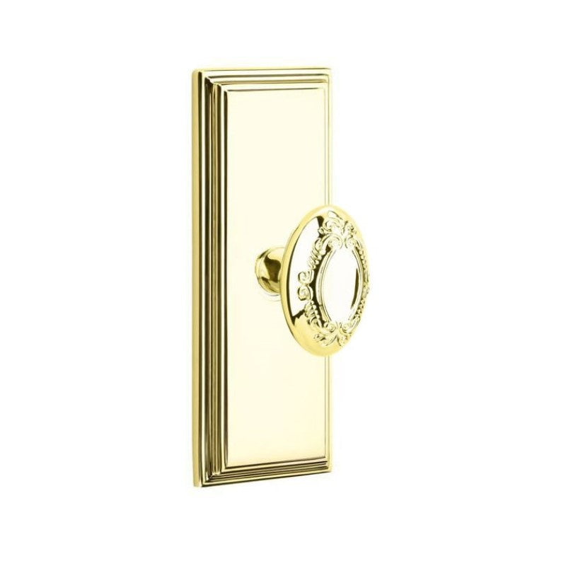 Emtek  Door Handle - Victoria Knob 7" Wilshire Sideplate - Designer  Brass