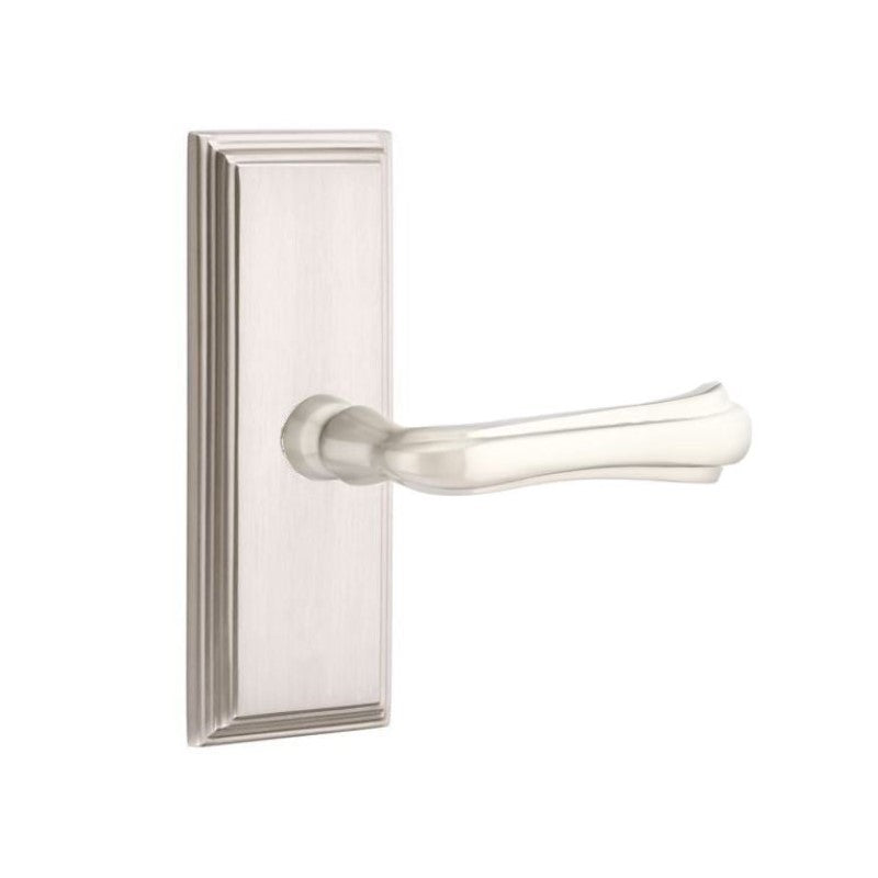 Emtek  Door Handle - Wembley Lever 7" Wilshire Sideplate - Designer  Brass