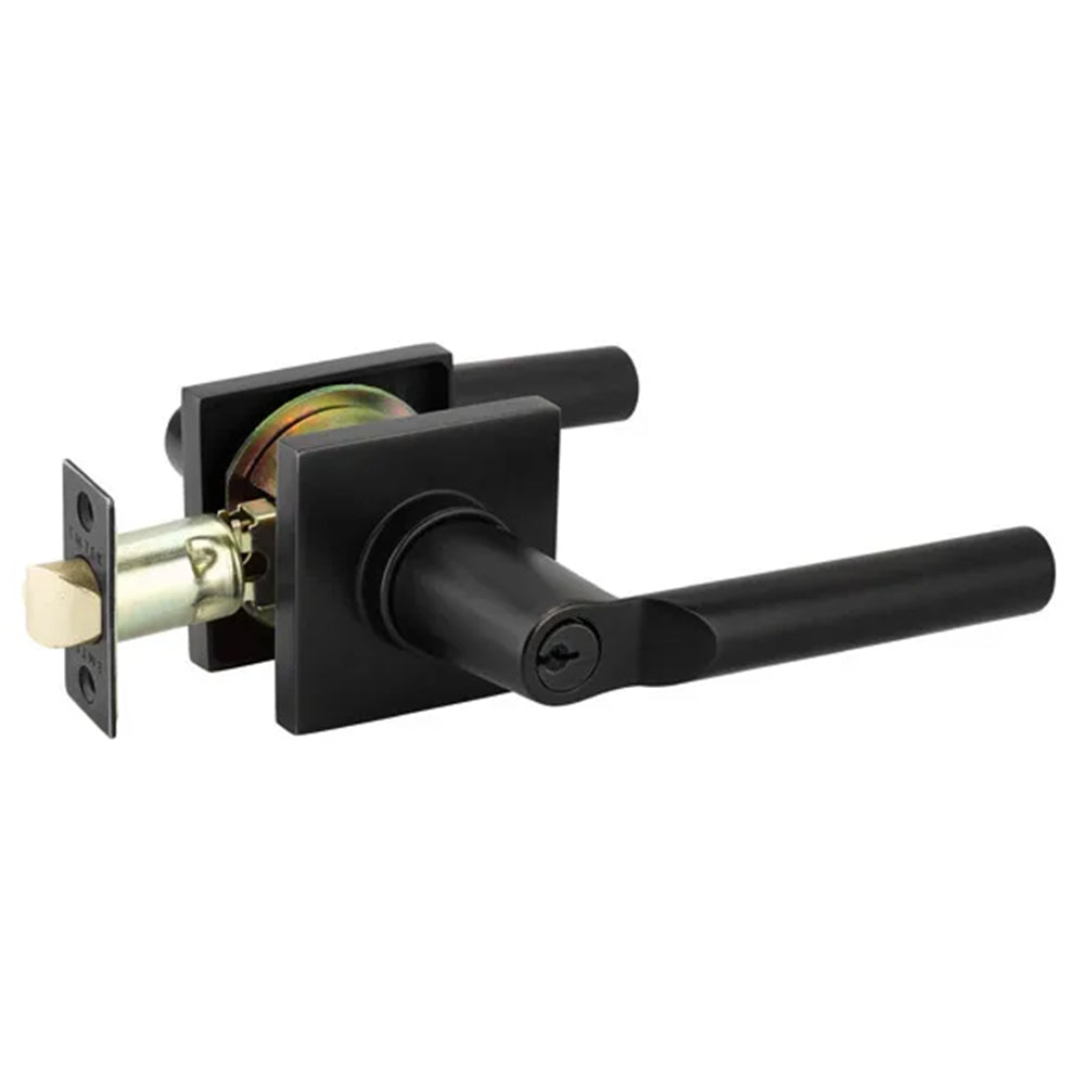 Emtek Modern Brass Key In Entrance Locksets - Square Rosette With Hanover Lever