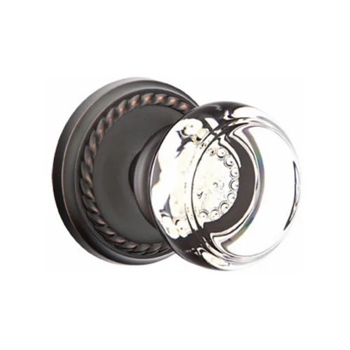 Emtek Door Handle - Georgetown Glass Knob, Rope Rosette
