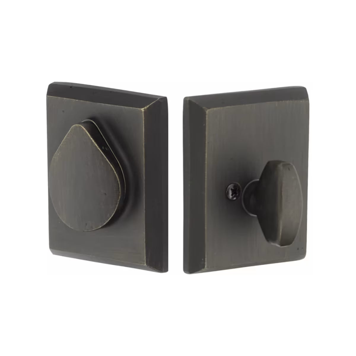 Emtek Rustic Modern Rectangular Sandcast Bronze Deadbolt With Flap