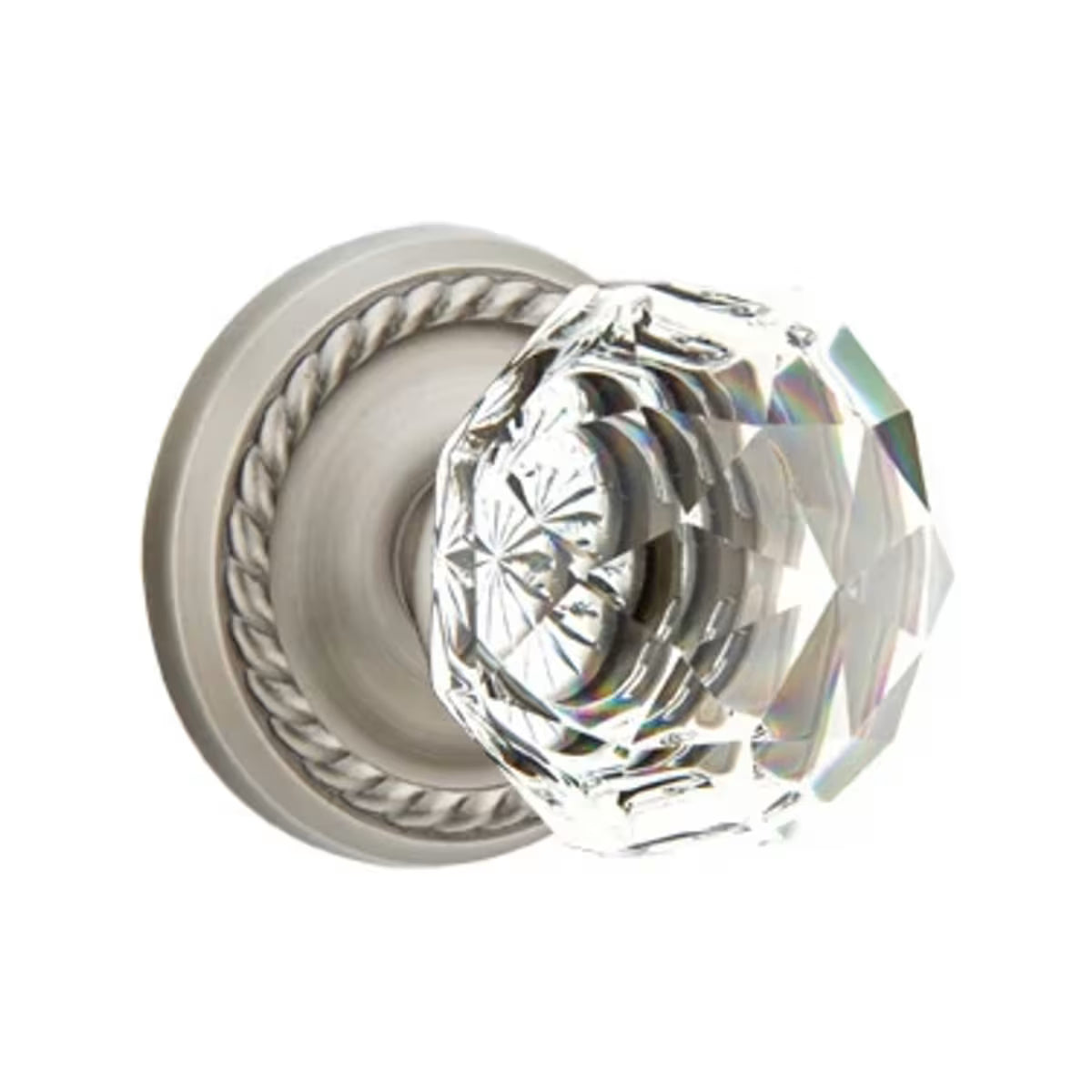 Emtek Door Handle - Diamond Knob Rope Rosette - Glass
