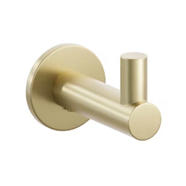Modern Tubular Brass Single Hook with Rosette