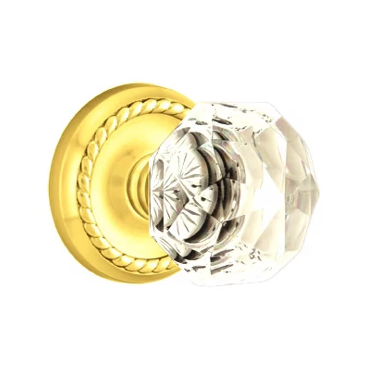 Emtek Door Handle - Diamond Knob Rope Rosette - Glass