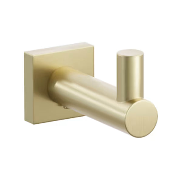 Modern Tubular Brass Single Hook with Rosette