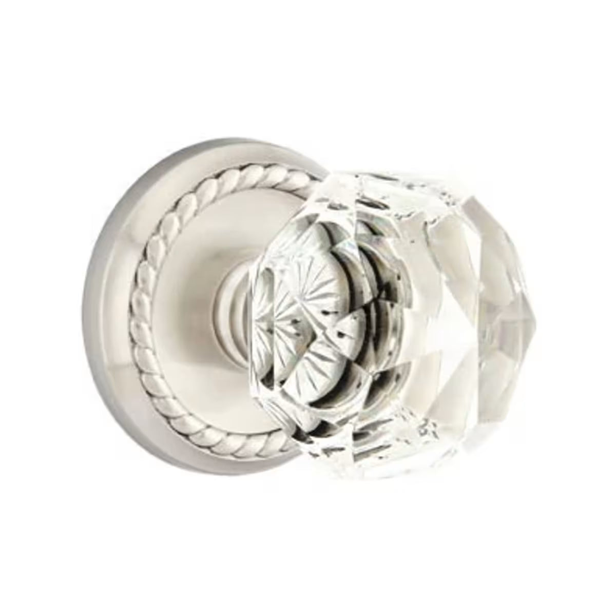 Emtek Door Handle - Diamond Knob Rope Rosette - Glass