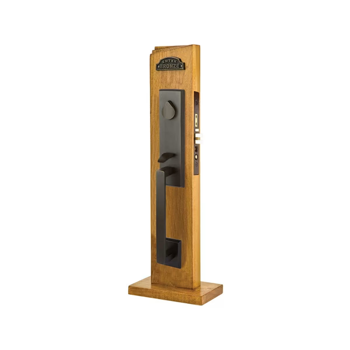 Emtek Sandcast Bronze Mortise Entrance Handleset - Rustic Modern Rectangular Mortise