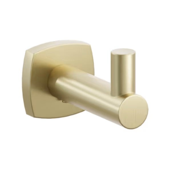 Modern Tubular Brass Single Hook with Rosette