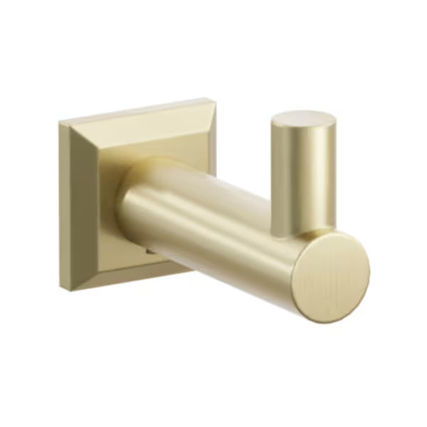 Modern Tubular Brass Single Hook with Rosette