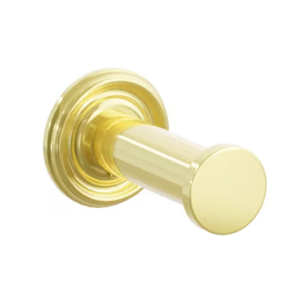 Modern Tubular Brass Single Robe Hook with Rosette