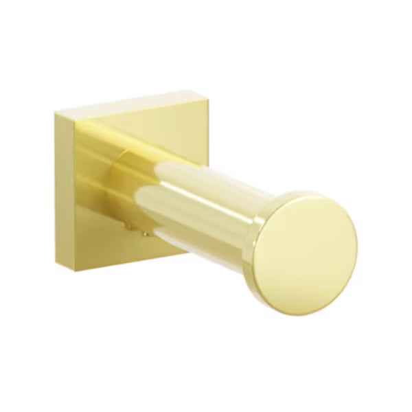 Modern Tubular Brass Single Robe Hook with Rosette