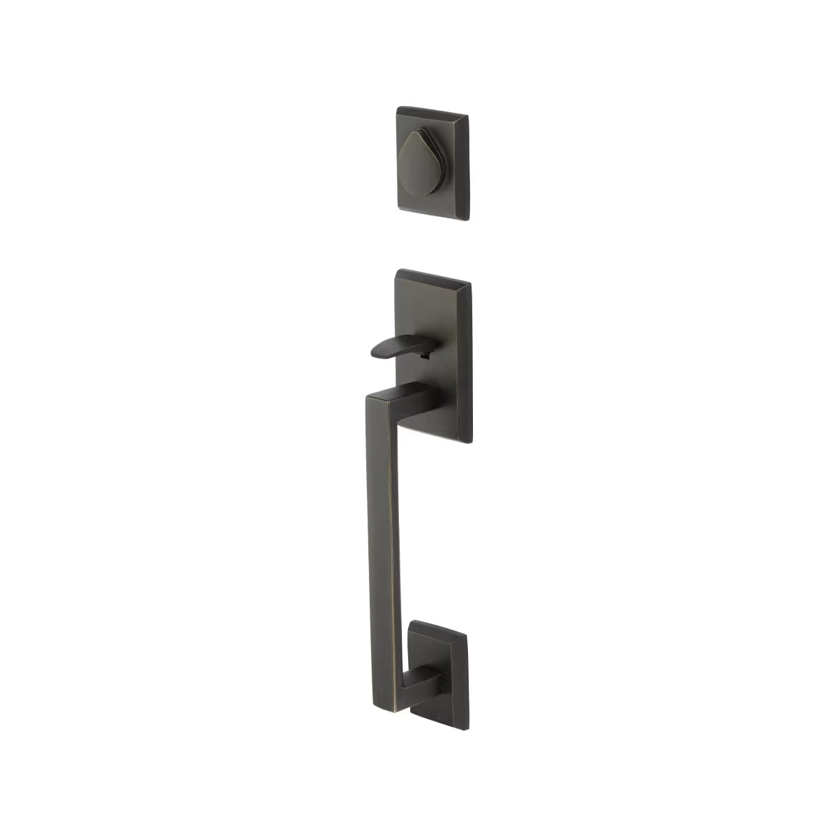 Emtek Sandcast Bronze Grip by Grip  Entrance Handleset -Rustic Modern Rectangular Sectional