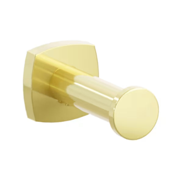 Modern Tubular Brass Single Robe Hook with Rosette