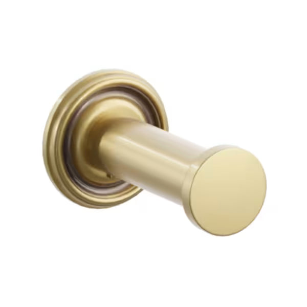 Modern Tubular Brass Single Robe Hook with Rosette