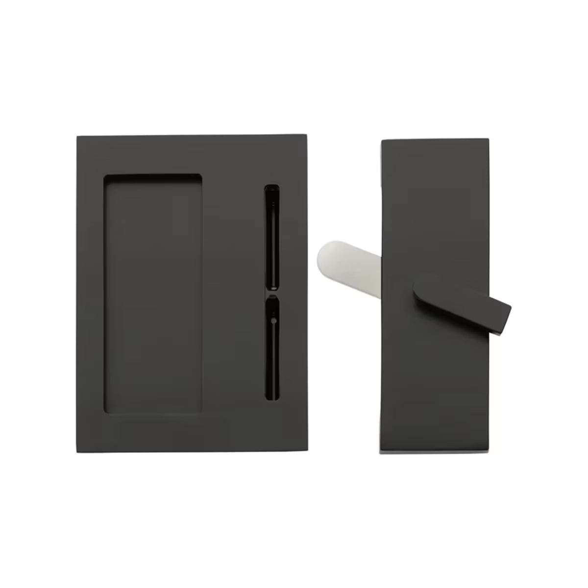 Emtek Modern Rectangular Barn Door Privacy Lock and Flush Pull with Integrated Strike    — Barn Door Hardware Collection