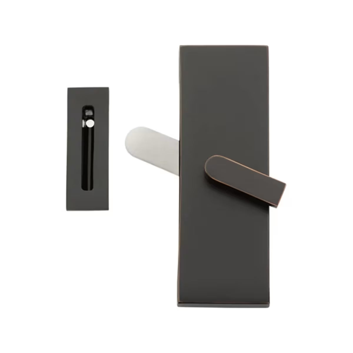 Emtek Modern Rectangular Barn Door Privacy Lock with Strike  — Barn Door Hardware Collection