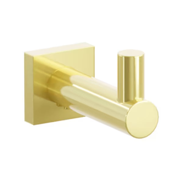 Modern Tubular Brass Single Hook with Rosette