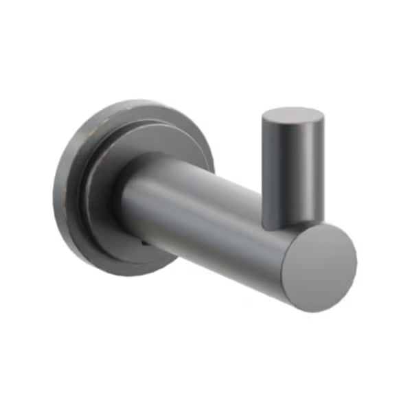 Modern Tubular Brass Single Hook with Rosette
