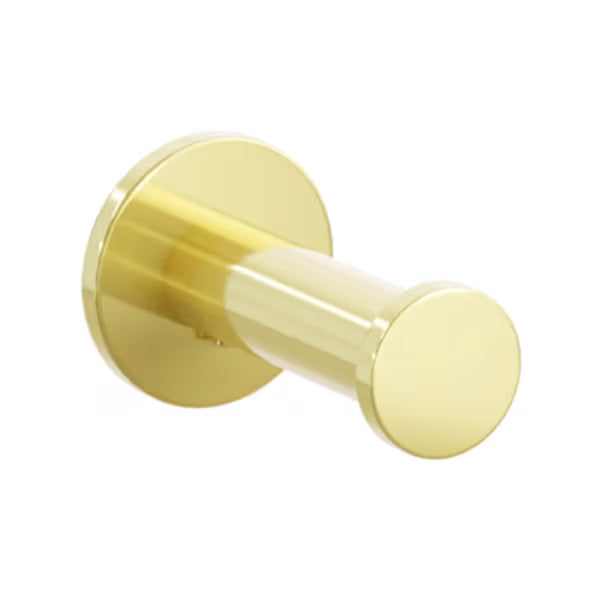Modern Tubular Brass Single Robe Hook with Rosette
