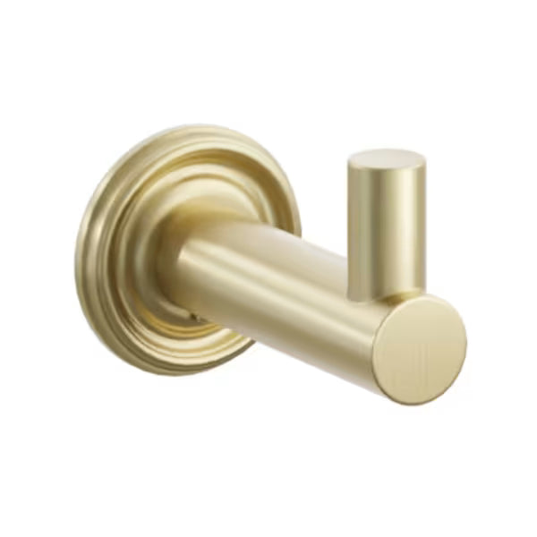 Modern Tubular Brass Single Hook with Rosette