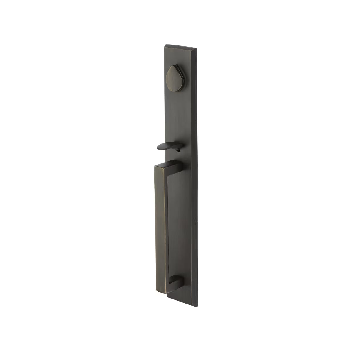 Emtek Sandcast Bronze Grip by Grip  Entrance Handleset -Rustic Modern Rectangular Full Length