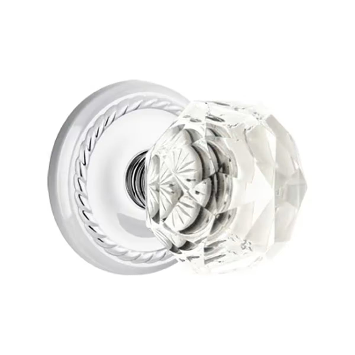 Emtek Door Handle - Diamond Knob Rope Rosette - Glass