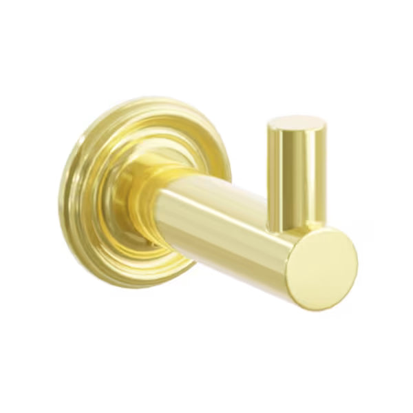 Modern Tubular Brass Single Hook with Rosette
