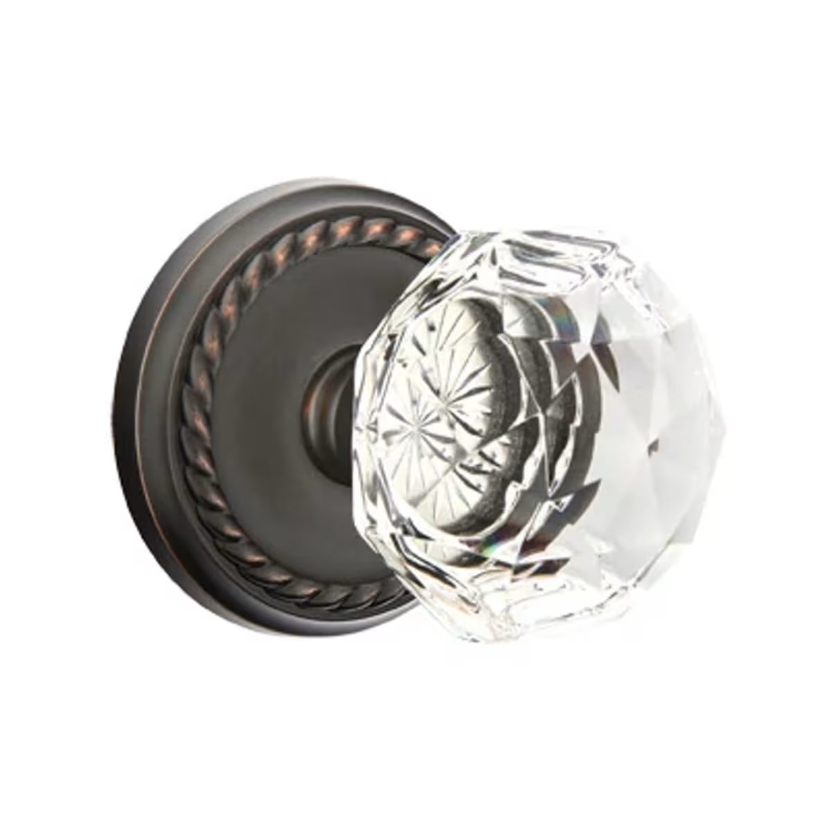 Emtek Door Handle - Diamond Knob Rope Rosette - Glass