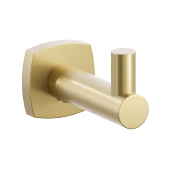 Modern Tubular Brass Single Hook with Rosette