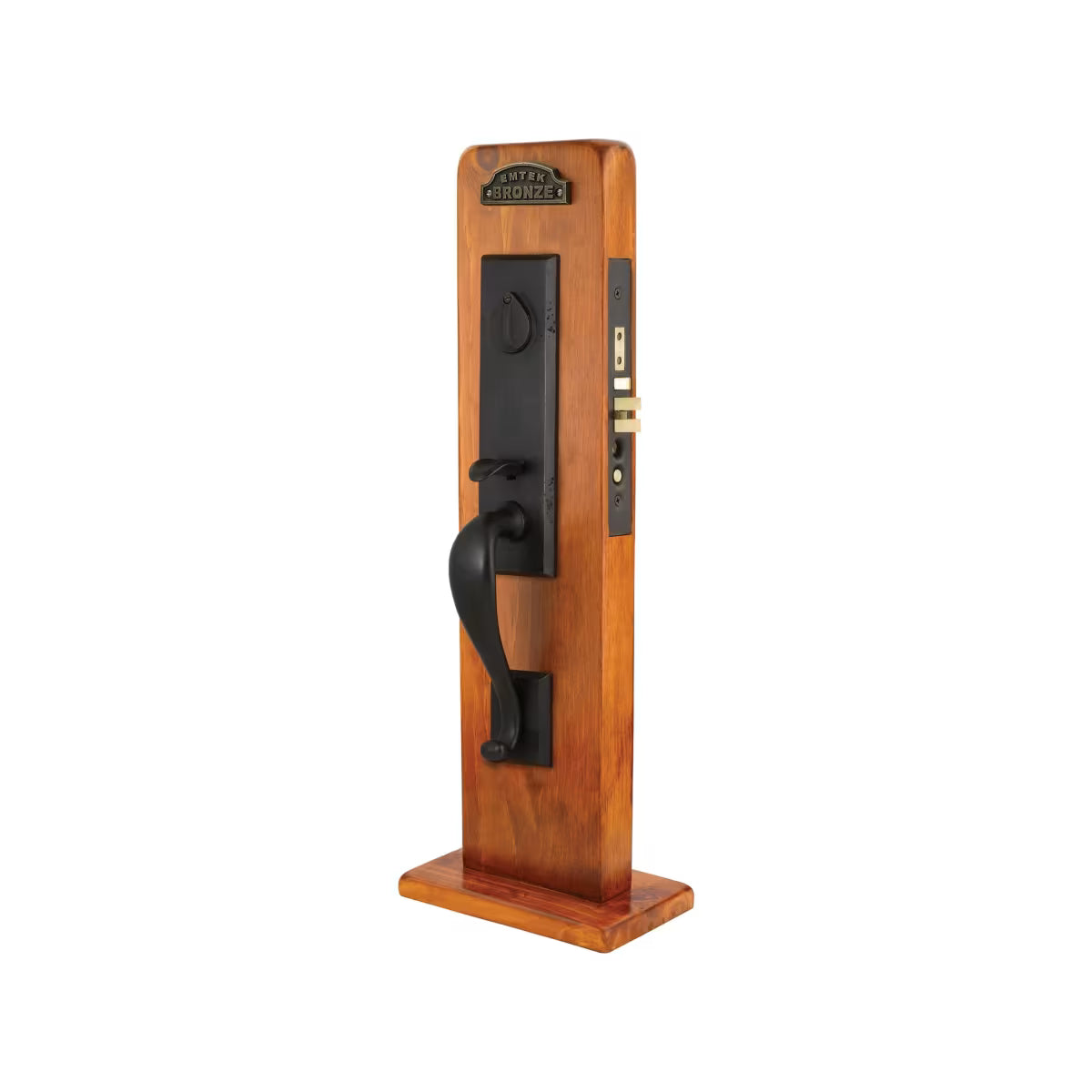 Emtek Sandcast Bronze Mortise Entrance Handleset - Rectangular Monolithic Mortise